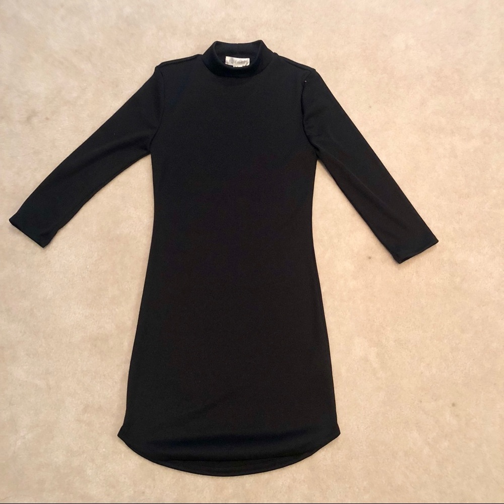 Black high neck bodycon dress